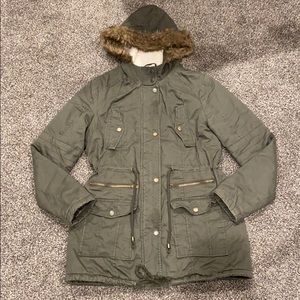 Army green parka jacket